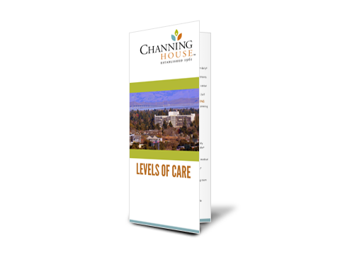 Channing House Levels of Care brochure cover 3D mockup.
